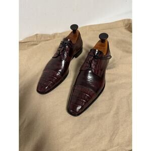 Mezlan Shoes Mens Size 9 Medium Burgundy Genuine Crocodile Leather Luxury Dress
